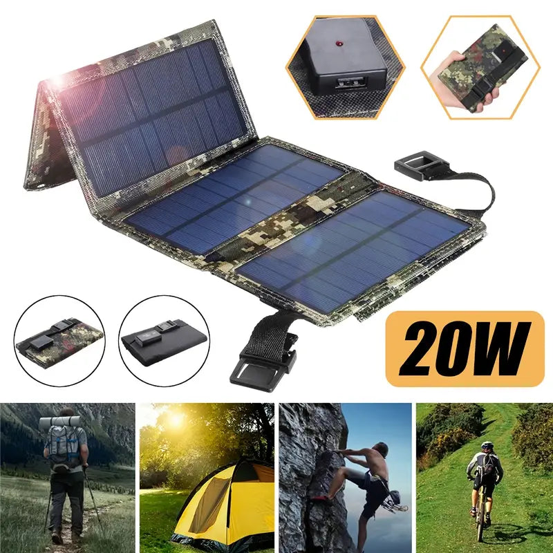 NNETM 20W Portable Solar Panel Charger - Green-1