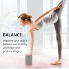 NNETM Set of 2 Premium Odor-Resistant Foam Yoga Blocks (Grey)-4